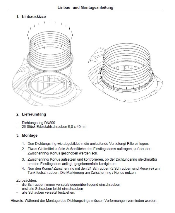 Zwischenring-Konus-DN800-Dichtung