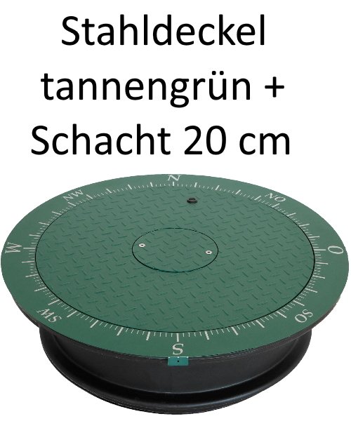 2 x Stahldeckel tannengrün + Schachtabschluss 20 cm