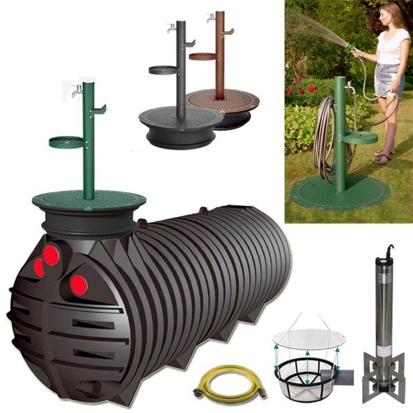 3000 L Flachtank YourTube Komplettset Automatikanlage Zapfsäule STELIA Regenwasseranlage Zisterne flach Erdtank Regenwasserzisterne Set Gartenbewässerung