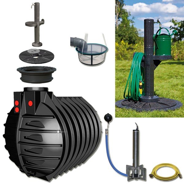 7500 L Komplettset Automatikanlage Zapfsäule Premium Regenwasseranlage Zisterne Erdtank Regenwasserzisterne Set Gartenbewässerung