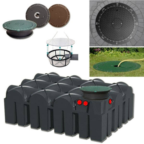 RWT 7500 L Flachtank Set mit Filter Regenwassertank Zisterne flach Kunststoff Regenwasserzisterne Erdtank Wassertank Garten 