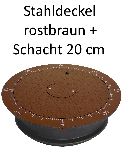 3 x Stahldeckel rostbraun + Schachtabschluss 20 cm