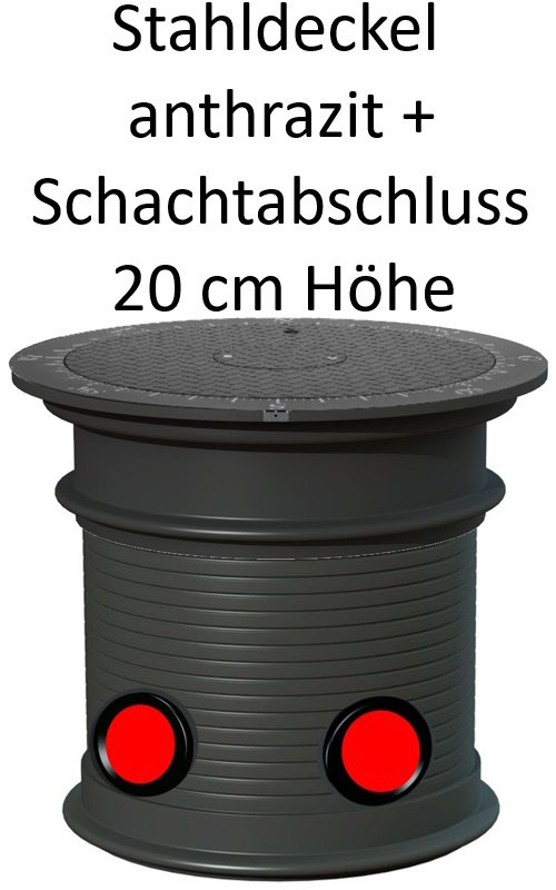 Stahldeckel anthrazit + Schachtabschluss 20 cm