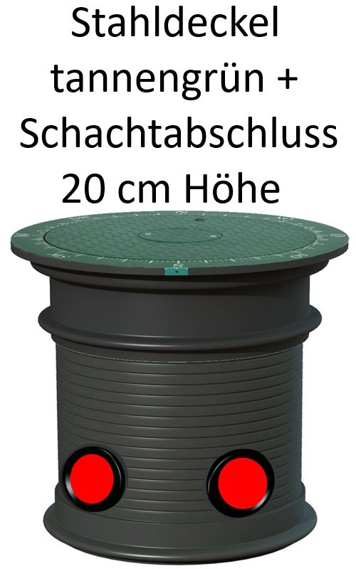 Stahldeckel tannengrün + Schachtabschluss 20 cm