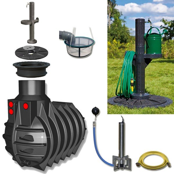 3000 L Komplettset Automatikanlage Zapfsäule Premium Regenwasseranlage Zisterne Erdtank Regenwasserzisterne Set Gartenbewässerung