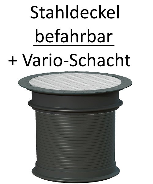 Stahldeckel SOLID befahrbar 2,2 t Achslast + Vario-Schacht bis 75 cm Höhe