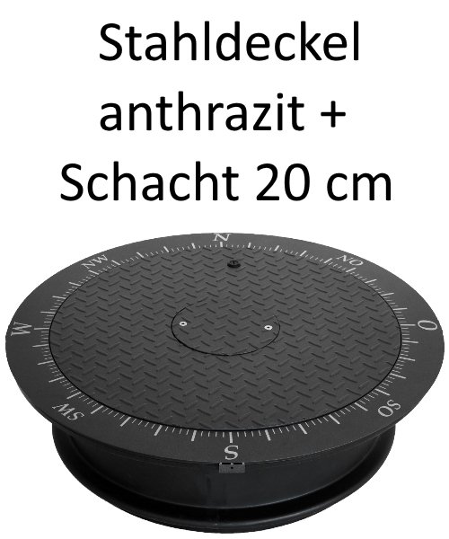 3 x Stahldeckel anthrazit + Schachtabschluss 20 cm