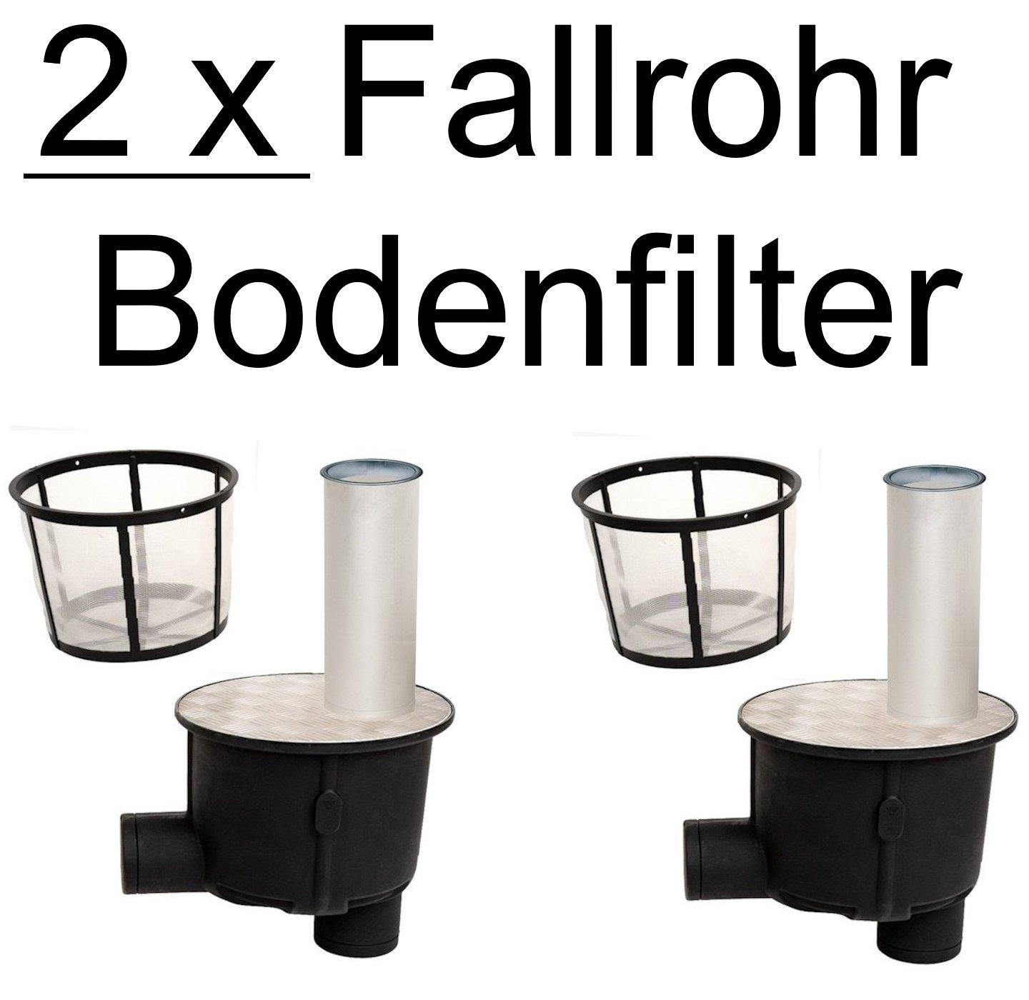 Filter unter dem Fallrohr - 2 x Fallrohr Bodenfilter